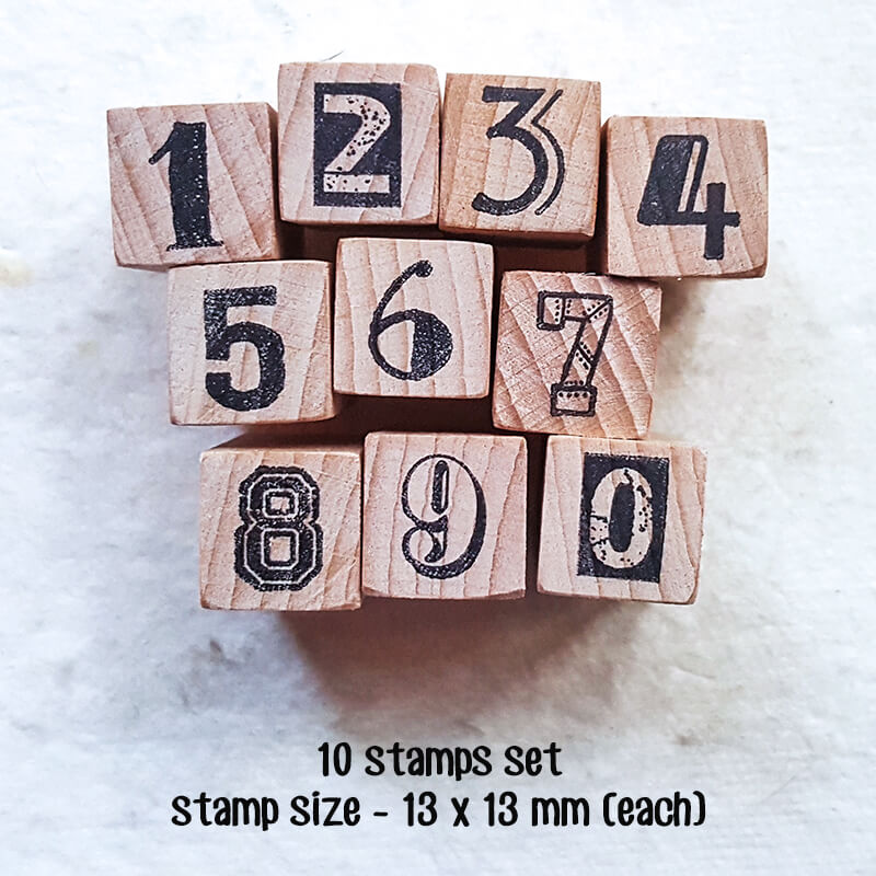 Retro Whimsical Numbers Scrapbooking Wooden Stamp