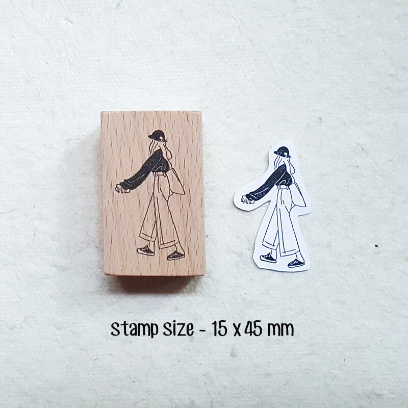 Stylish Girls Summer Fun Scrapbooking Wooden Stamp