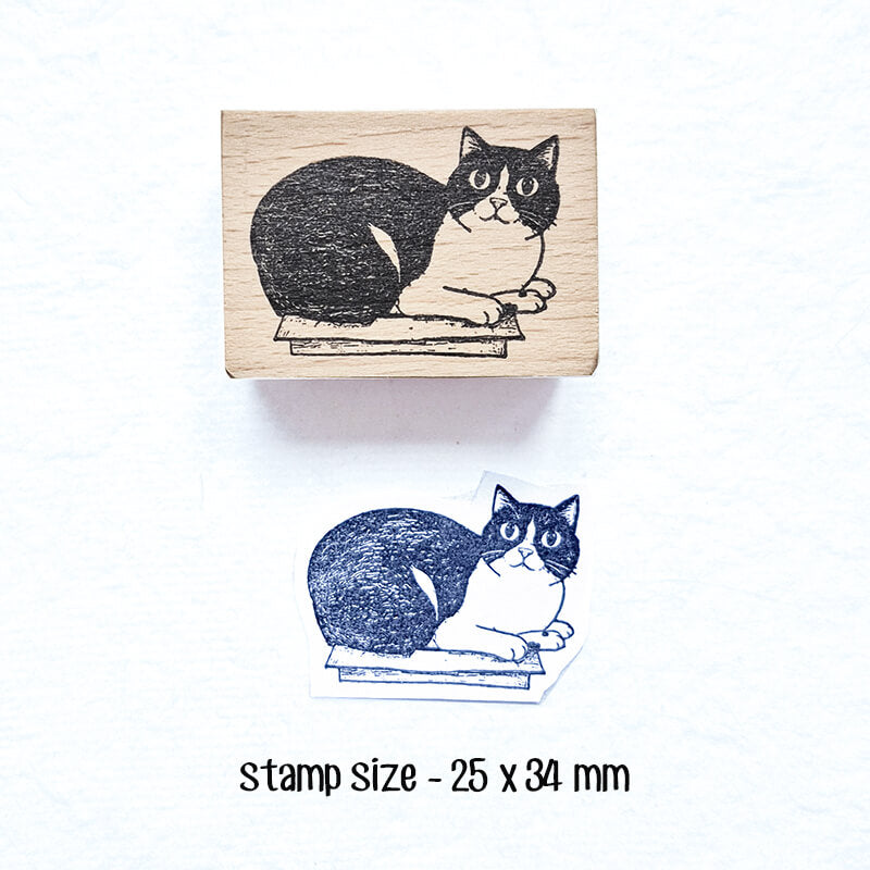 My Cat Loves Boxes Scrapbooking Wooden Stamp