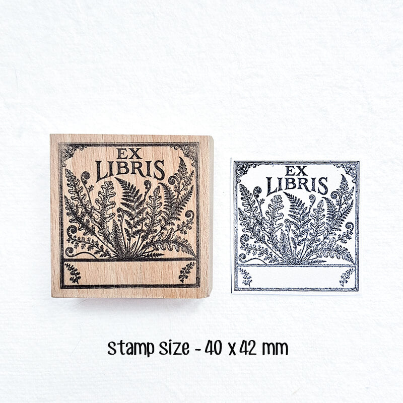 Tropical Birds Ferns Nature Bookplate Scrapbooking Wooden Stamp