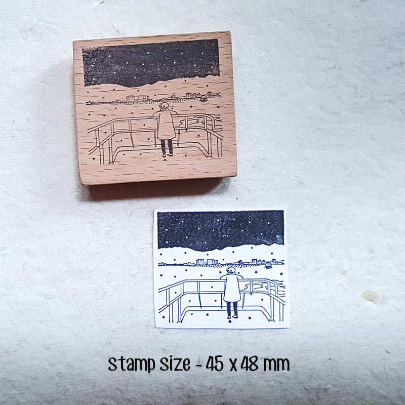 under the Starry Night Camping Solitude Scrapbooking Wooden Stamps