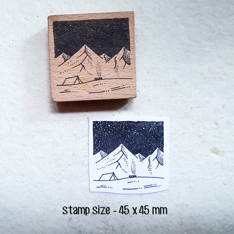 under the Starry Night Camping Solitude Scrapbooking Wooden Stamps