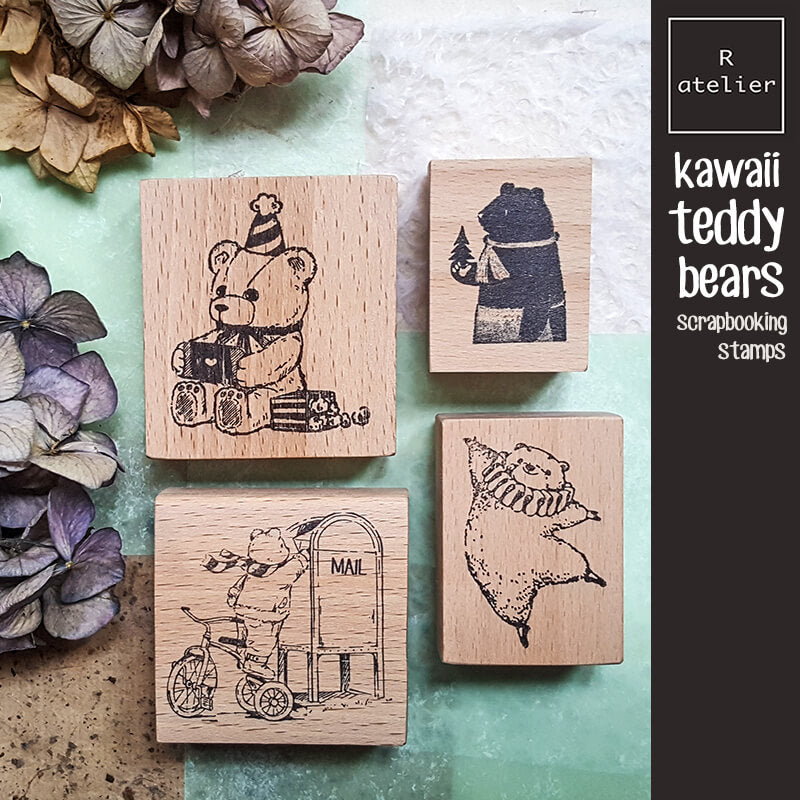 teddy bear kawaii Scrapbooking Wooden Stamp