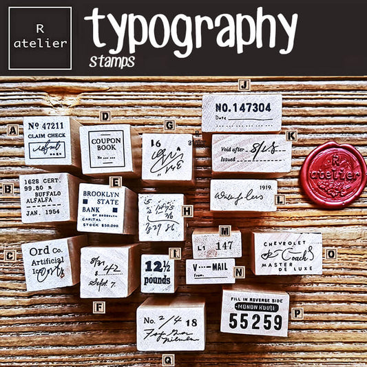 Typography Scrapbooking Wooden Stamps
