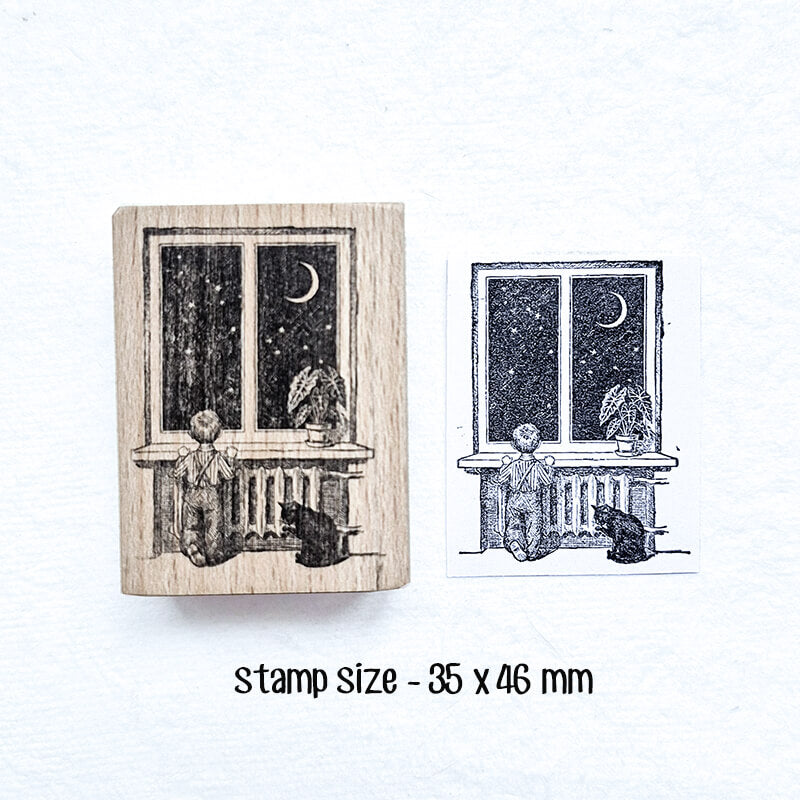 Whimsical Kitty Cat Scrapbooking Wooden Stamp