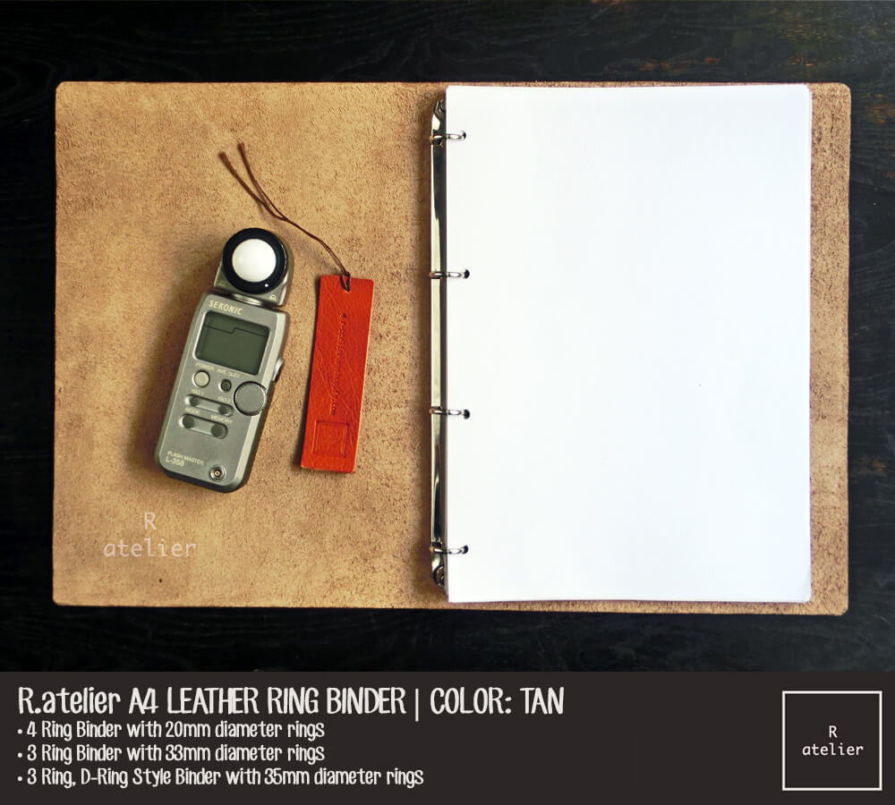 R.atelier A4 Leather Ring Binder: Tan
