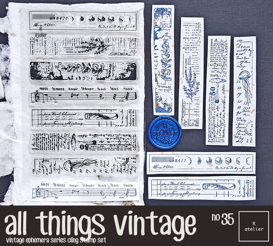 Vintage & Nature Inspired Collage Strip | Scrapbooking Clear Stamp Set