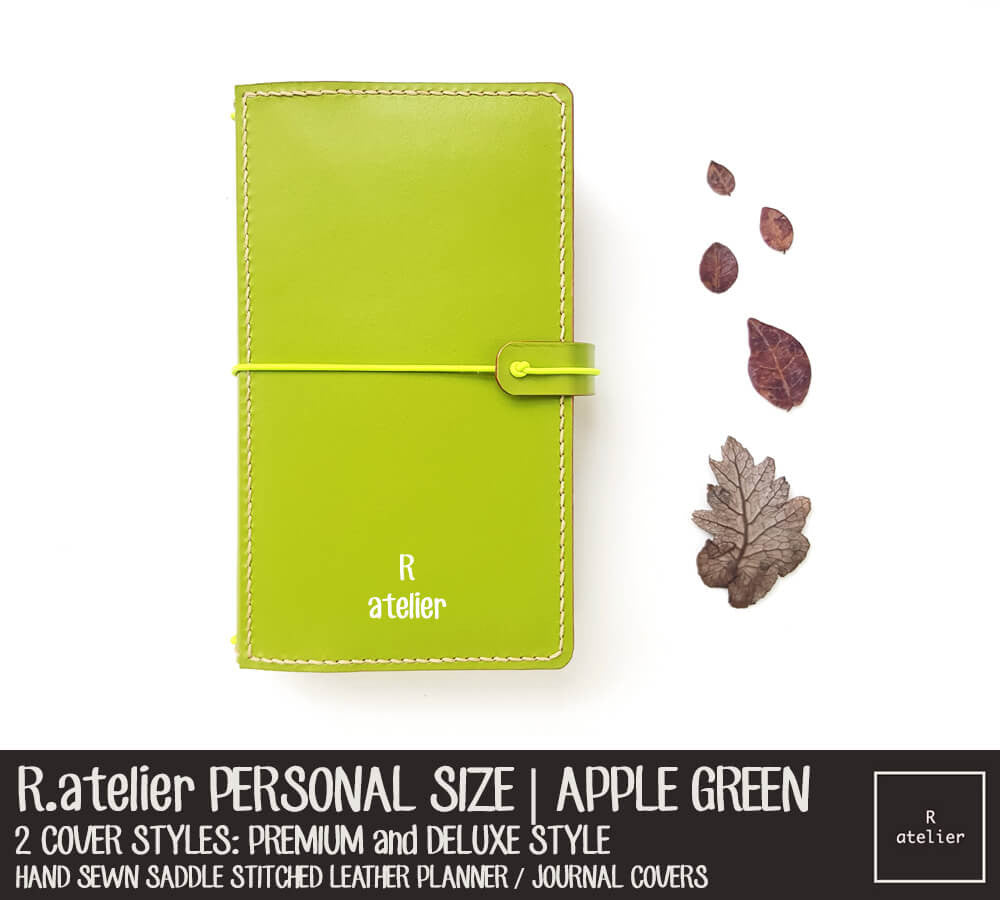 R.atelier Personal Size Traveler's Notebook Leather Cover | Apple Green