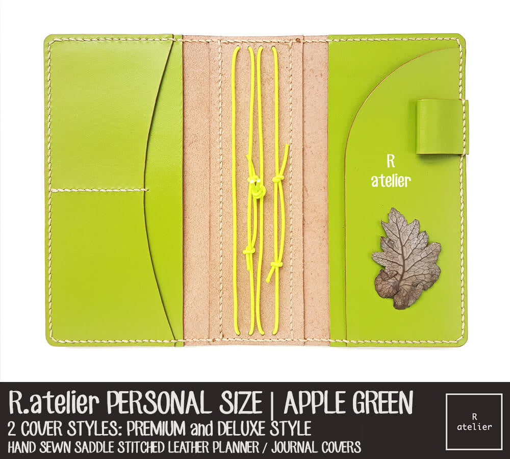 R.atelier Personal Size Traveler's Notebook Leather Cover | Apple Green