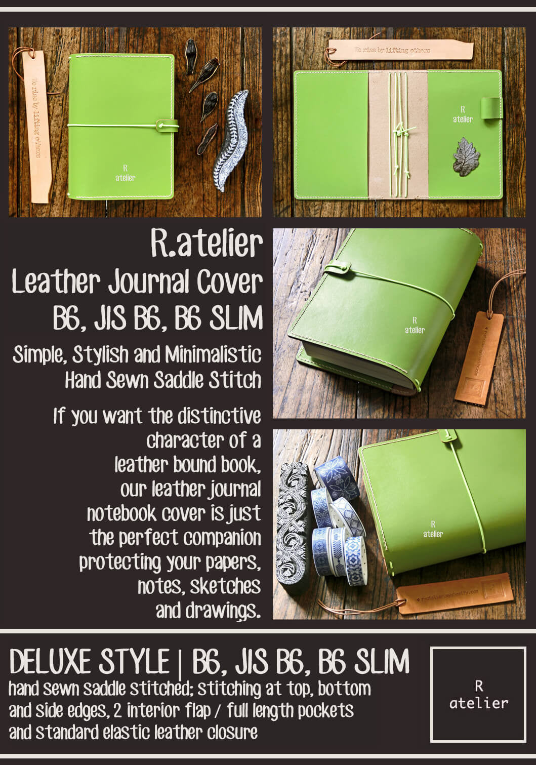 R.atelier B6 / B6 Slim / JIS B6 Leather Journal Cover | Apple Green