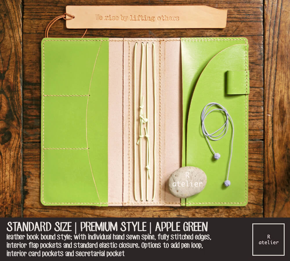 R.atelier Traveler's Notebook Leather Cover | Premium Style Standard Size | Apple Green