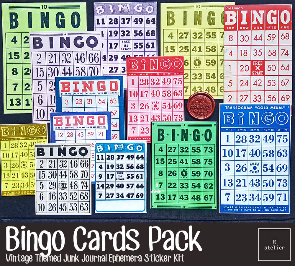 Bingo Cards Ephemera Stickers Kit