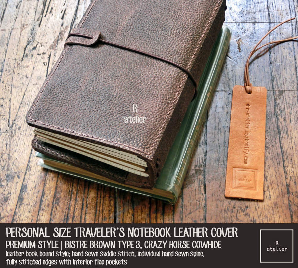R.atelier Traveler's Notebook Leather Cover | Bistre Brown Type 3 | Personal Size