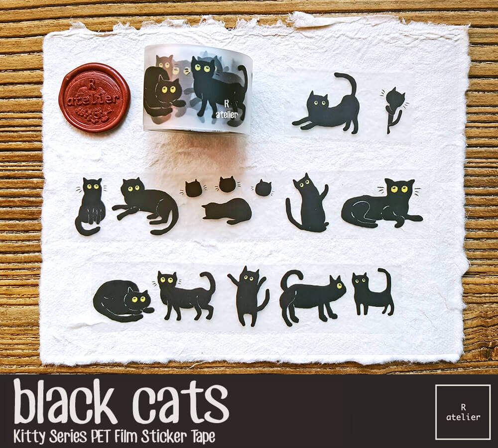 Black Cats PET Film Sticker Tape