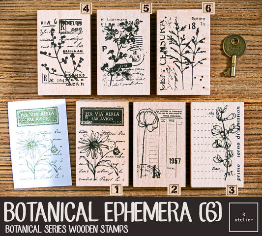 Botanical Ephemera (6) Wooden Stamps