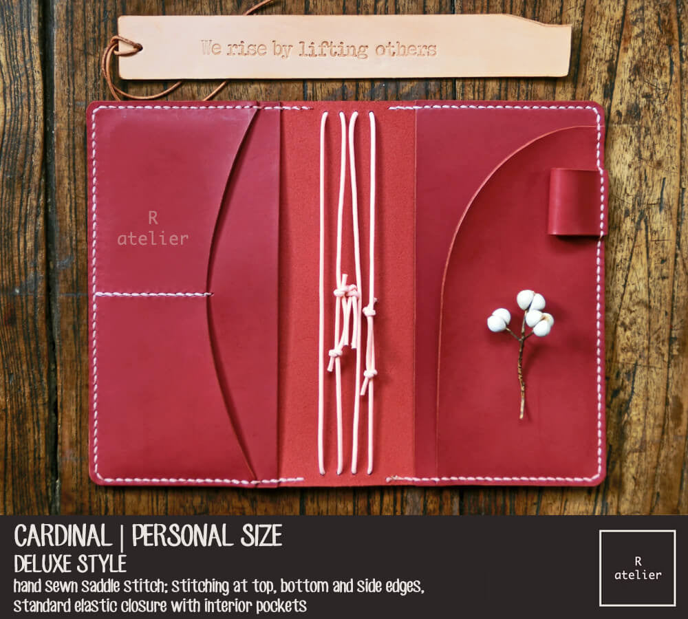 R.atelier Traveler's Notebook Leather Cover | Cardinal | Personal Size