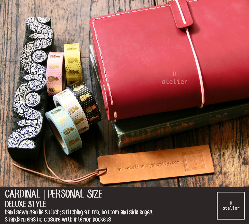 R.atelier Traveler's Notebook Leather Cover | Cardinal | Personal Size