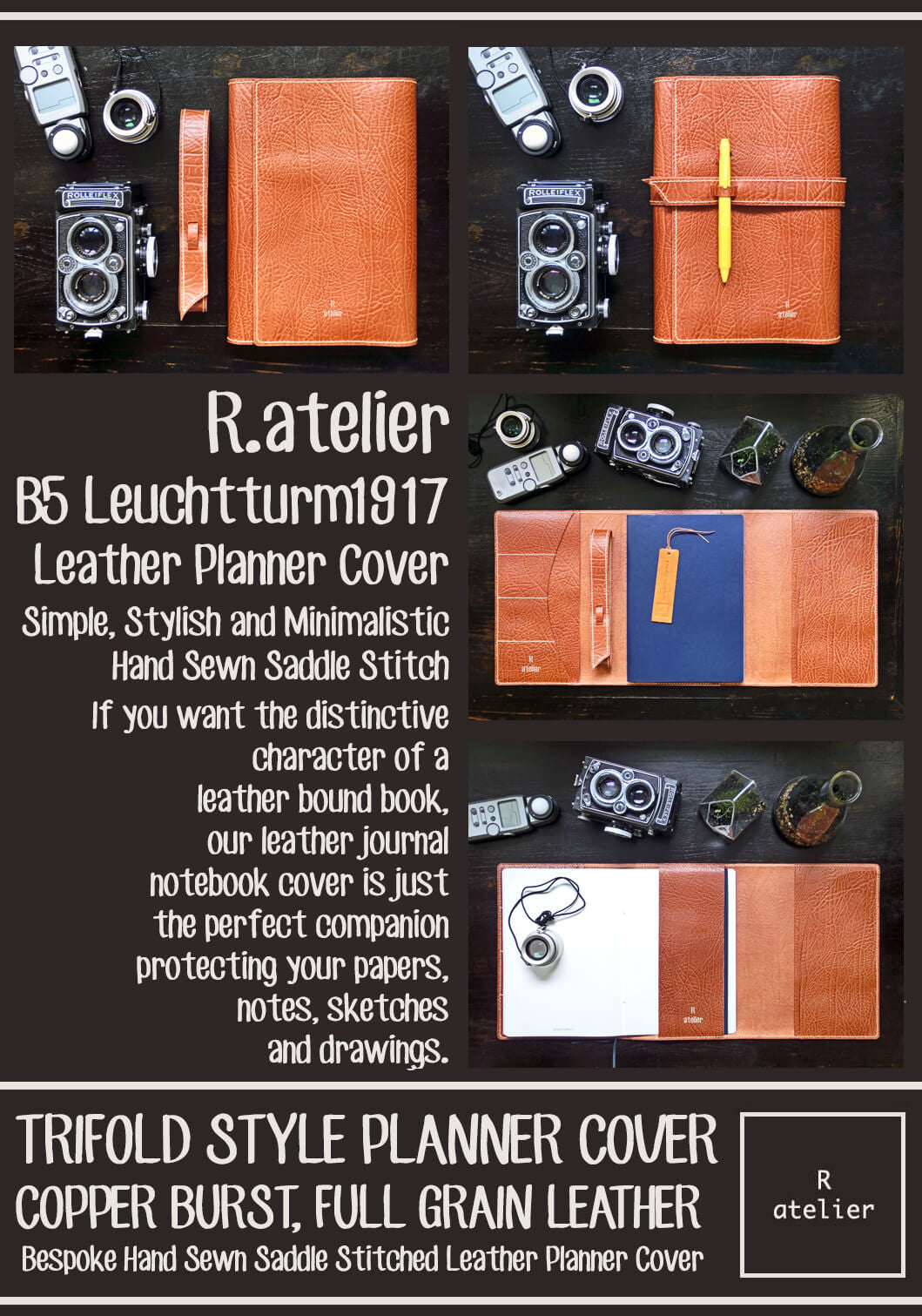R.atelier B5 Trifold Leuchtturm1917 Leather Planner Cover