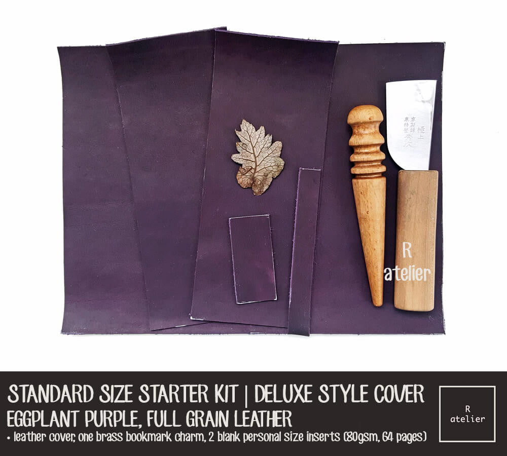 R.atelier Traveler's Notebook Leather Cover | Eggplant Purple | Standard Size Starter Kit