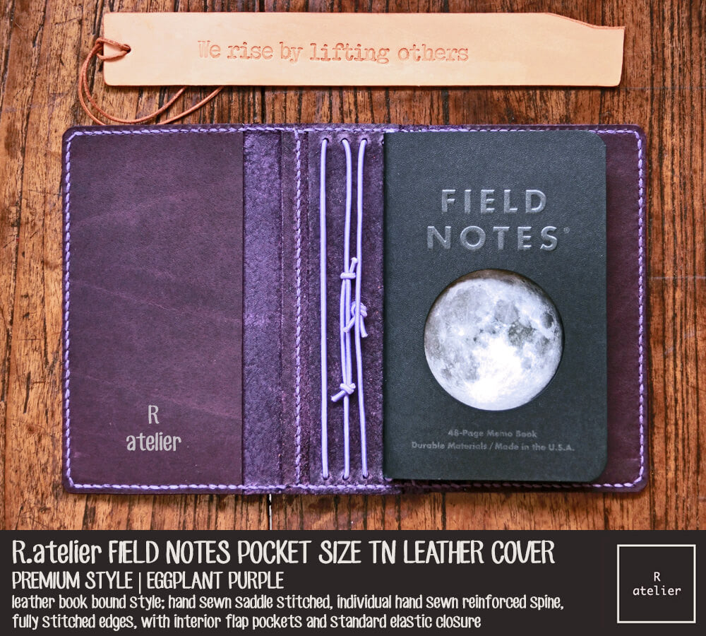 R.atelier Field Notes Pocket Size Leather Journal Cover | Eggplant Purple