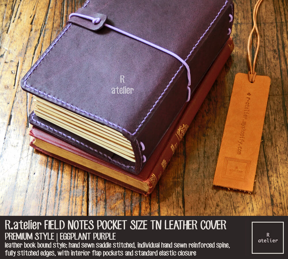 R.atelier Field Notes Pocket Size Leather Journal Cover | Eggplant Purple