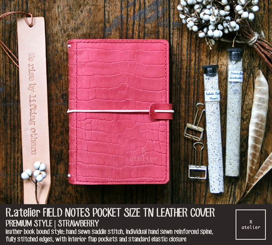 Field Notes Pocket Size Leather Journal Cover | Strawberry