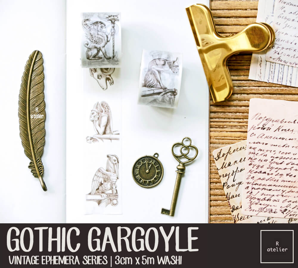 Gothic Gargoyle Vintage Ephemera Washi 