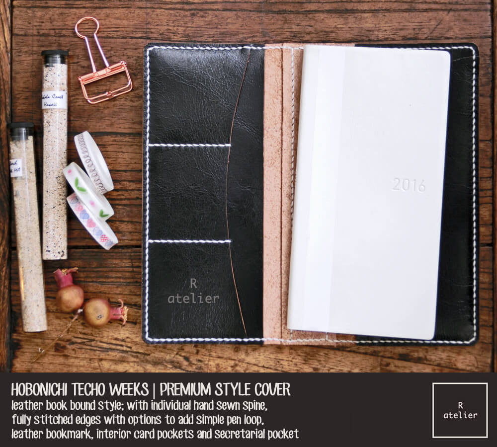 R.atelier Hobonichi Techo Weeks Leather Journal Cover | Jet Black