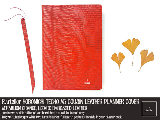 R.atelier Vermilion Orange Hobonichi A5 Cousin Leather Cover