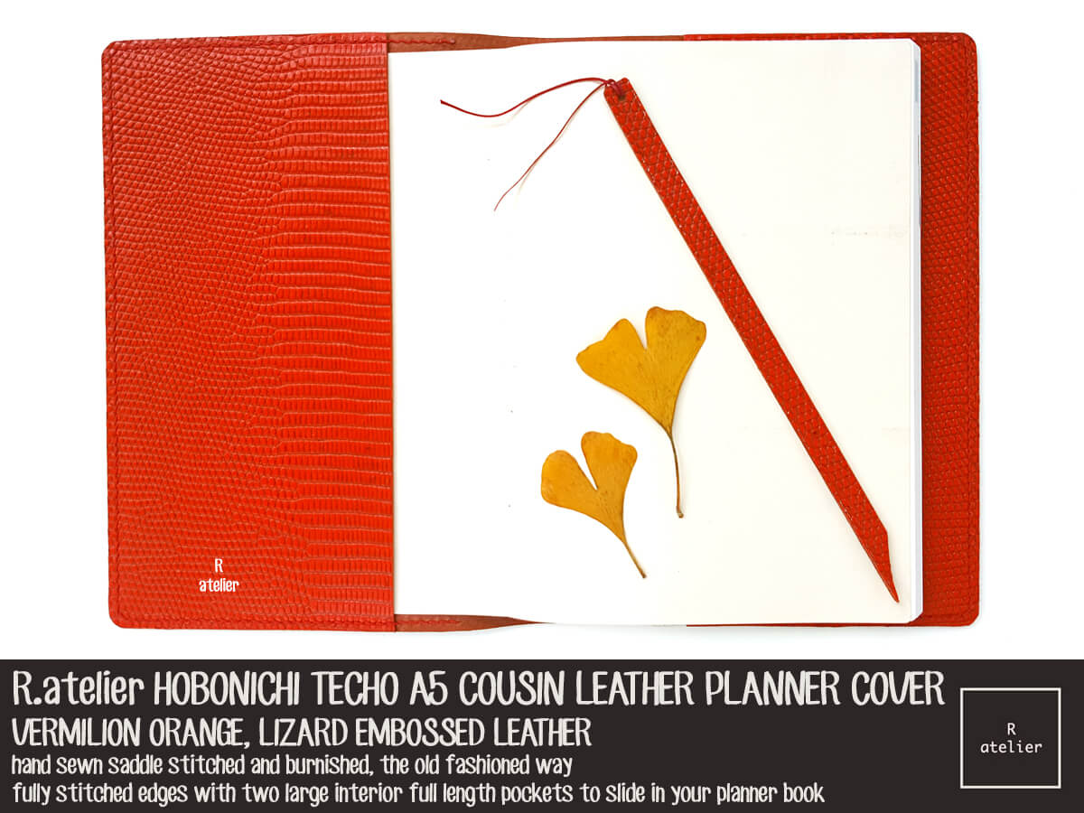 R.atelier Vermilion Orange Hobonichi A5 Cousin Leather Cover