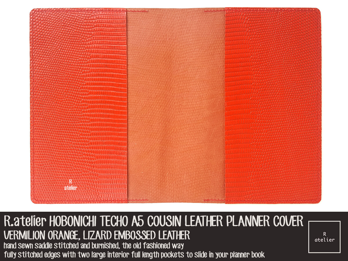 R.atelier Vermilion Orange Hobonichi A5 Cousin Leather Cover