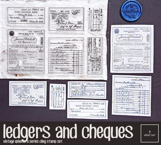 ledgers and cheques | Cling Stamps Set