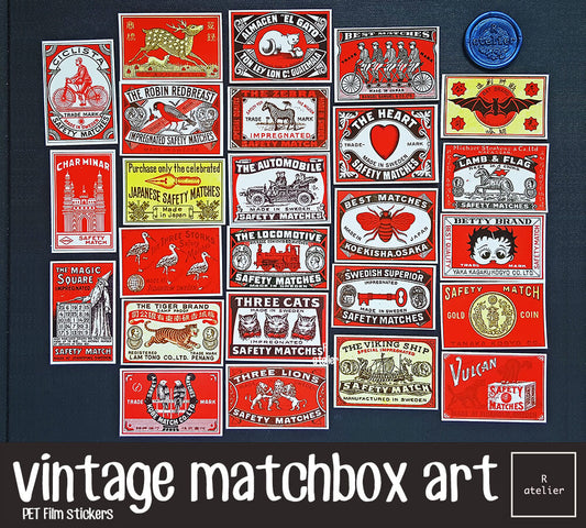 Vintage Matchbox Art | Transparent Film Stickers