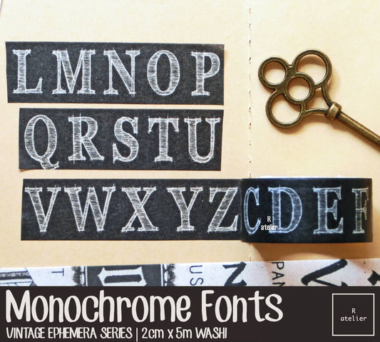 Monochrome Fonts | Washi, 2cm x 5m