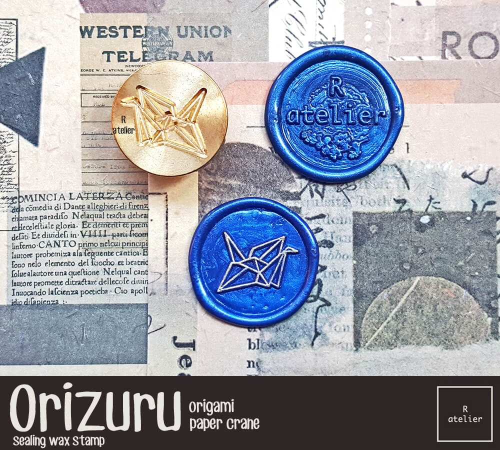 Orizuru - paper crane sealing wax stamp