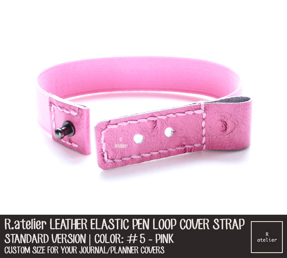 Standard #5 Pink - Leather Elastic Pen Loop Cover Strap