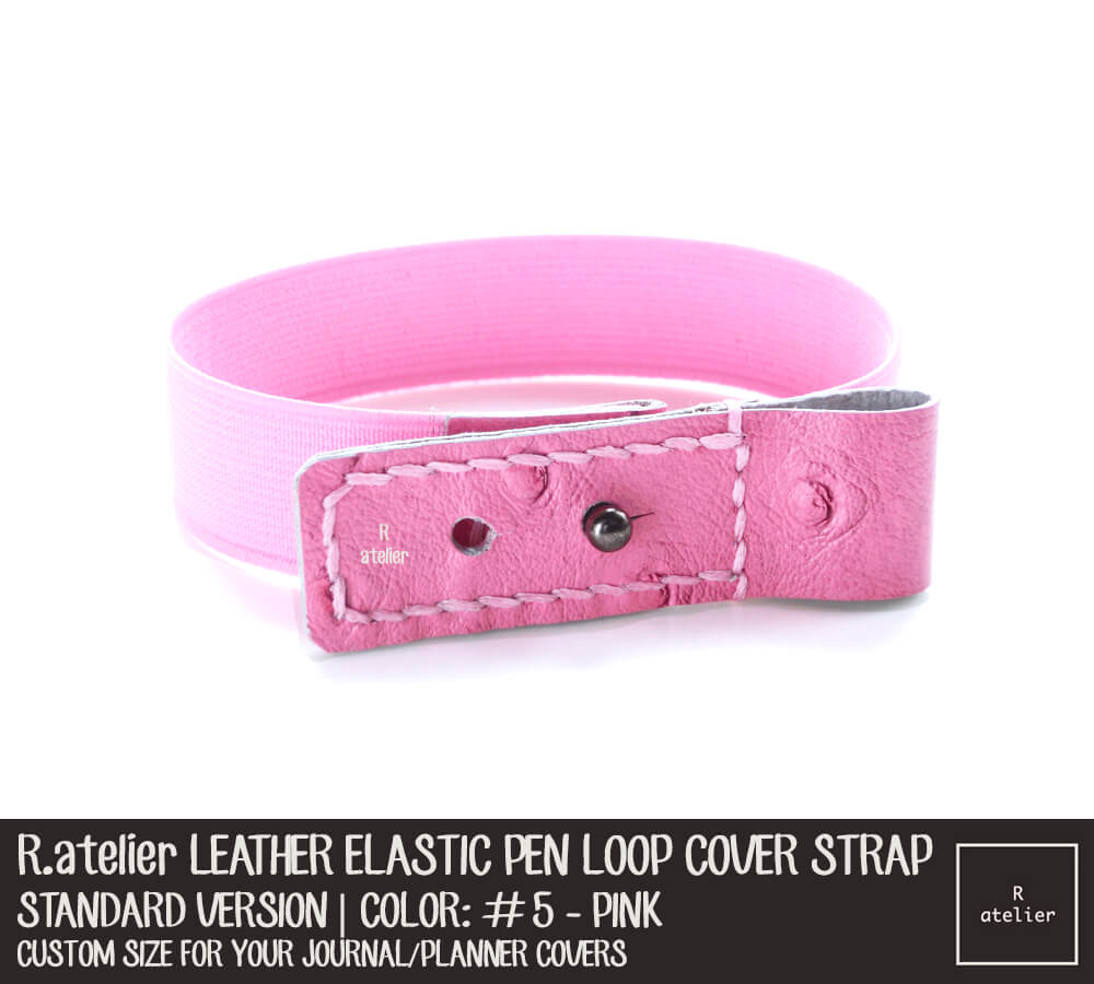 Standard #5 Pink - Leather Elastic Pen Loop Cover Strap
