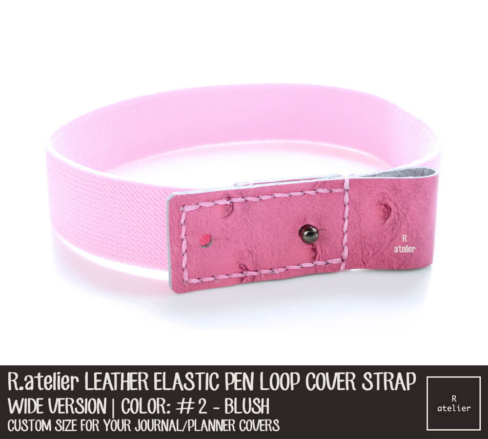 Wide #2 Blush - Leather Elastic Pen Loop Cover Strap