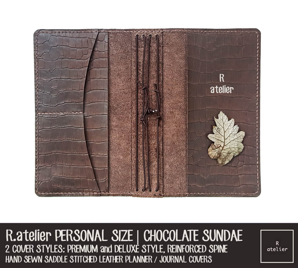 R.atelier Personal Size Traveler's Notebook Leather Cover | Chocolate Sundae