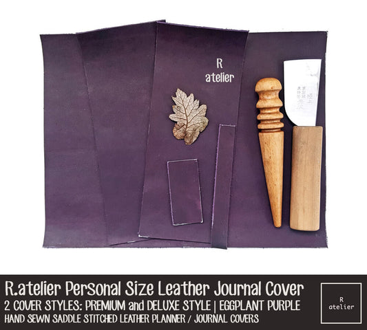 R.atelier Personal Size Traveler's Notebook Leather Cover | Eggplant Purple