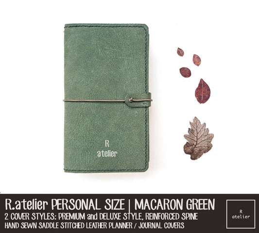 R.atelier Personal Size Traveler's Notebook Leather Cover | Macaron Green