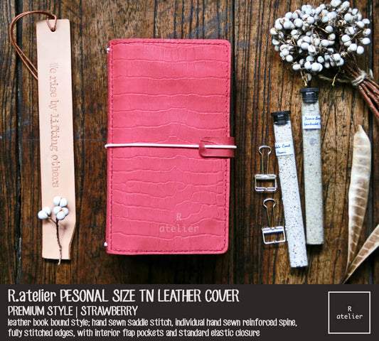 R.atelier Traveler's Notebook Leather Cover | Strawberry | Personal Size