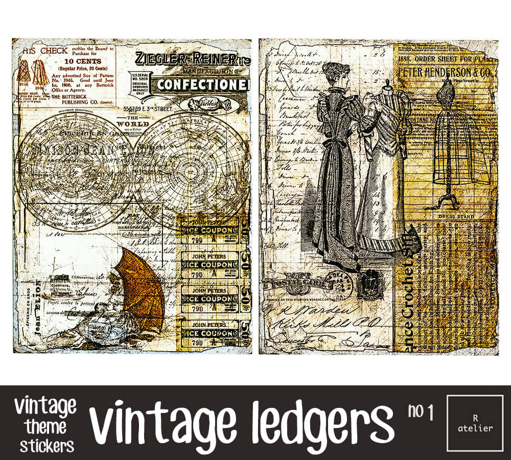 Vintage Ledgers Scrapbooking Washi Stickers