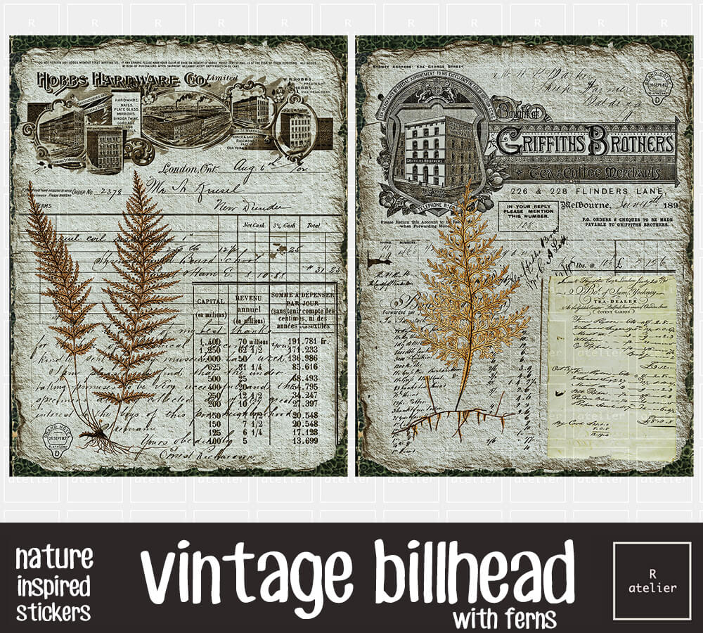 Vintage Billheads Scrapbooking Washi Stickers