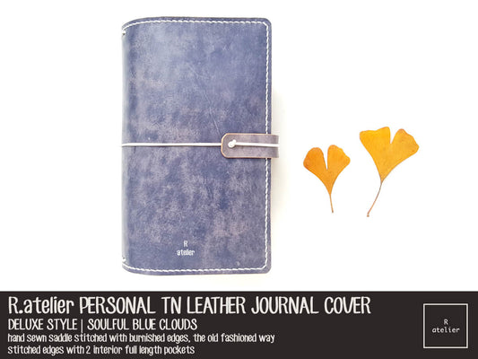 R.atelier Personal TN Leather Journal Cover | Soulful Blue Clouds