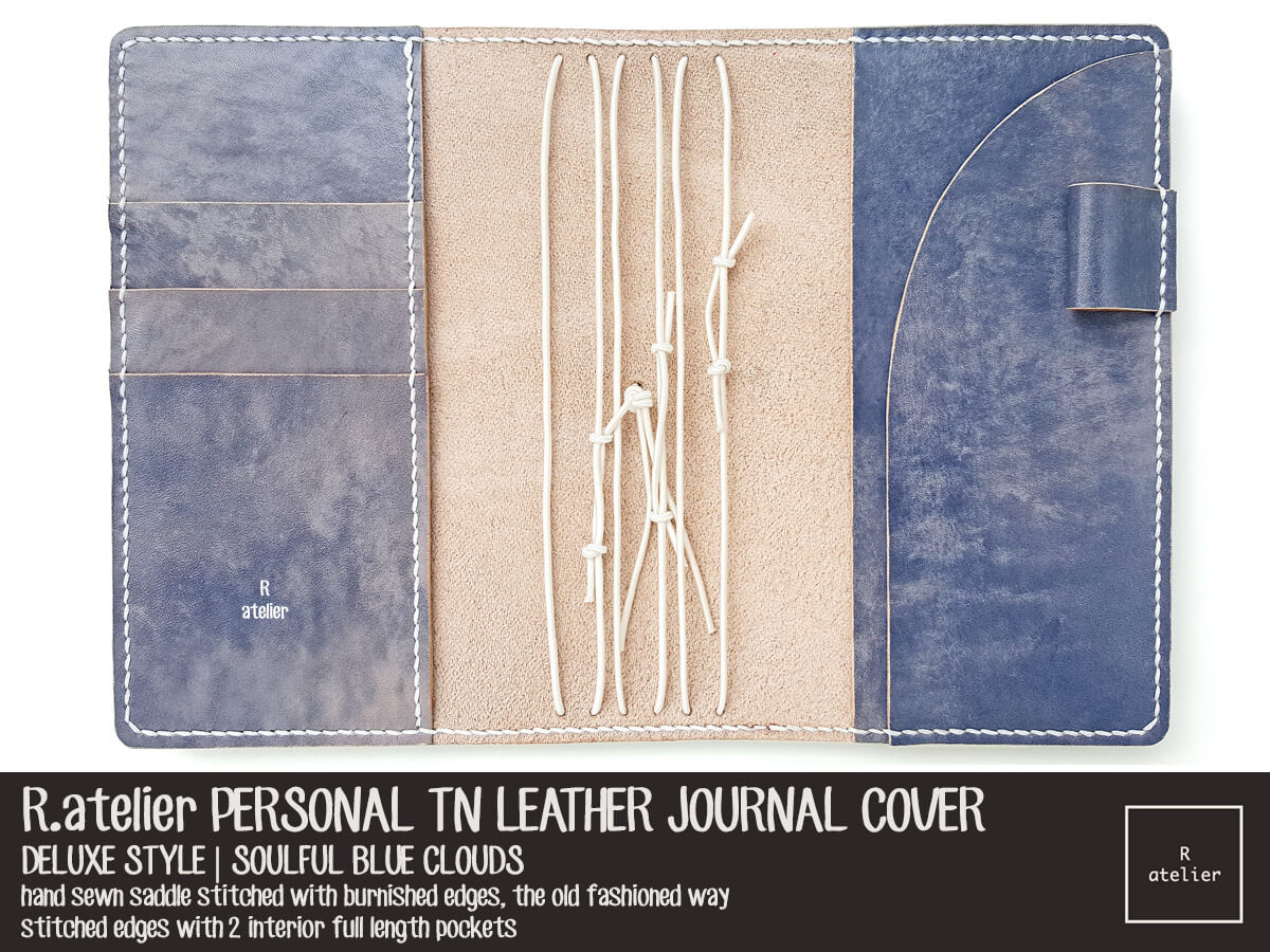 R.atelier Personal TN Leather Journal Cover | Soulful Blue Clouds