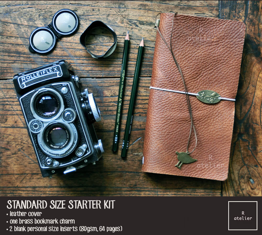 R.atelier Traveler's Notebook Leather Cover | Chestnut | Standard Size Starter Kit