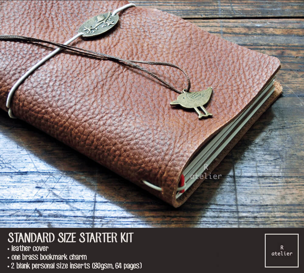 R.atelier Traveler's Notebook Leather Cover | Chestnut | Standard Size Starter Kit