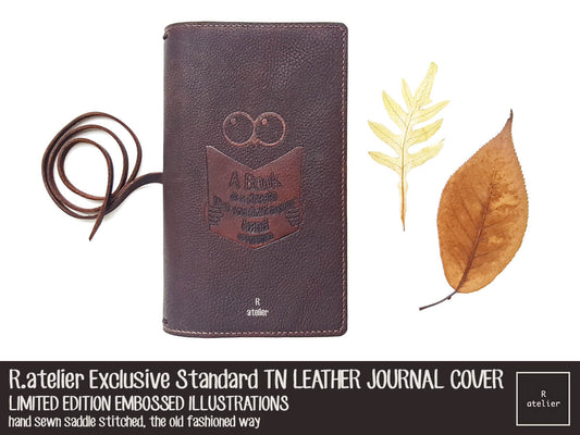 R.atelier Exclusive Embossed Illustration TN Leather Journal Cover | Standard TN Bistre Brown