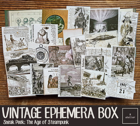 Steampunk scrapbooking kits paper sheets : Scrapbooking kit in a book for  creating your own sketchbooks - Emphera elements for decoupage, journaling